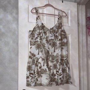 American Eagle Outfitters Tropical Dress - Brown and Cream